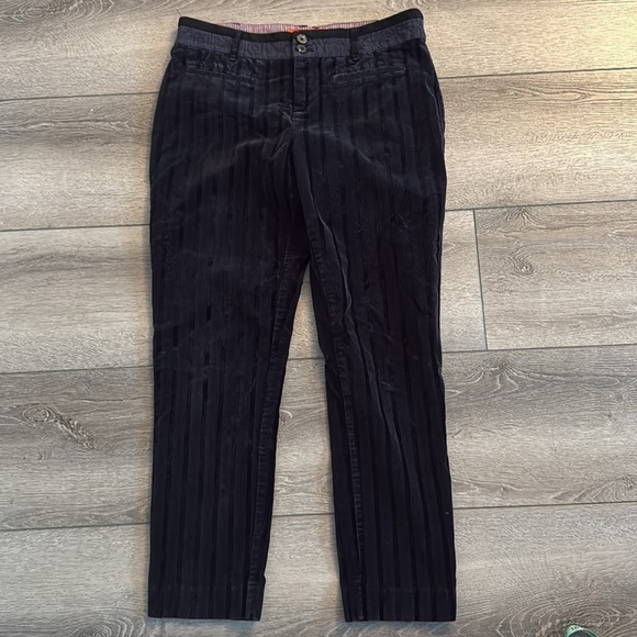 Anthropologie Cartonnier Black Velvet Pin Stripe Pants Size 8 - Picture 3 of 5